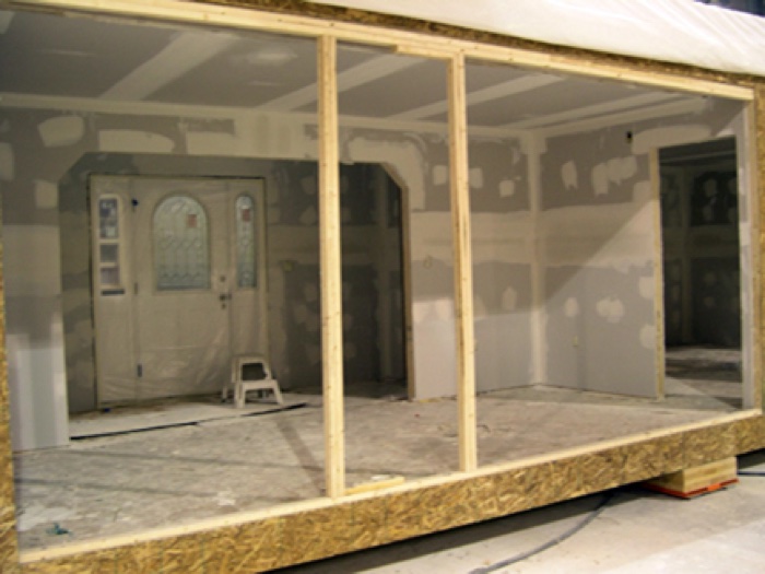 Interior drywall hung and ready for finishing with joints and corners taped